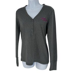 Harley-Davidson Gray Traverse City Bedazzled Motorcycle Knit Long Sleeve Medium